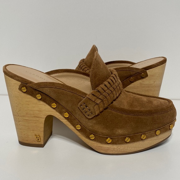 Veronica Beard Shoes - Veronica Beard Delia Suede Studded Braided Mules Clogs